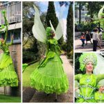 Groene Koninginnen Steltenlopers: Betoverend groen, hoopvol licht en duurzaamheid. Ideaal voor evenementen en festivals! 👑🌿
