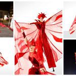 Mysterieuze Red Queens: Betoverend steltenloper en danseres duo voor ontvangst, opening of mobiele act.