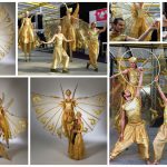 Schoonheid in Goud Parade: Unieke samenstelling van steltenlopers, danseressen en live muziek voor betoverende straatparades en evenementen!