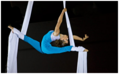 Betoverende luchtacrobatiek met keuze uit 2 acts zoals Ring, Net, Touw, Trapeze, Tissue, of Grond Acrobatiek. Ontdek de magie van beweging en zwaartekracht!