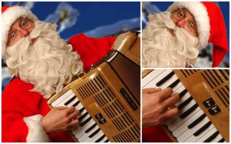 Vier de kerst met betoverende klanken! Kerstman Zingt en speelt Accordeon brengt feestelijke melodieën. Ook als duo-optie beschikbaar.