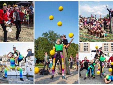 Betoverend Kleurrijk Circus: Mobiele Parade Act met Jongleurs, Acrobaten en Muzikanten. Boek nu voor een feest vol kleur en vaardigheden!