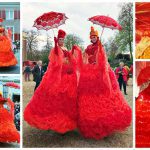 Ervaar betovering met Rode Koninginnen Steltenlopers: LED-gloed, veelzijdig inzetbaar op elk evenement! Boek nu voor vuurrood spektakel!