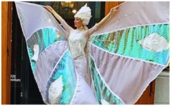 Rood wit blauw steltlopers zorgen voor vrolijk en feestelijk entertainment. Deze steltenact is perfect voor Koningsdag, festivals en winkelcentra en brengt een echte Hollandse sfeer.