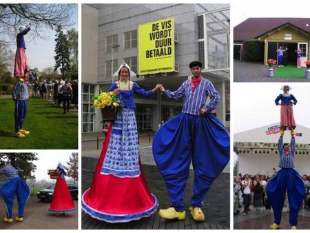 Ontvang een warm welkom met Hollandse Acrobaten Steltenlopers! Unieke mix van steltenlopen en acrobatiek voor een onvergetelijke sfeer. Boek nu!"