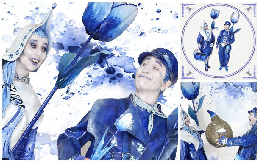 Duo Delfts Blauw: Een betoverende bloemenpracht met liefde als drijvende kracht. Ontdek hun kleurrijke wereld op jouw evenement!