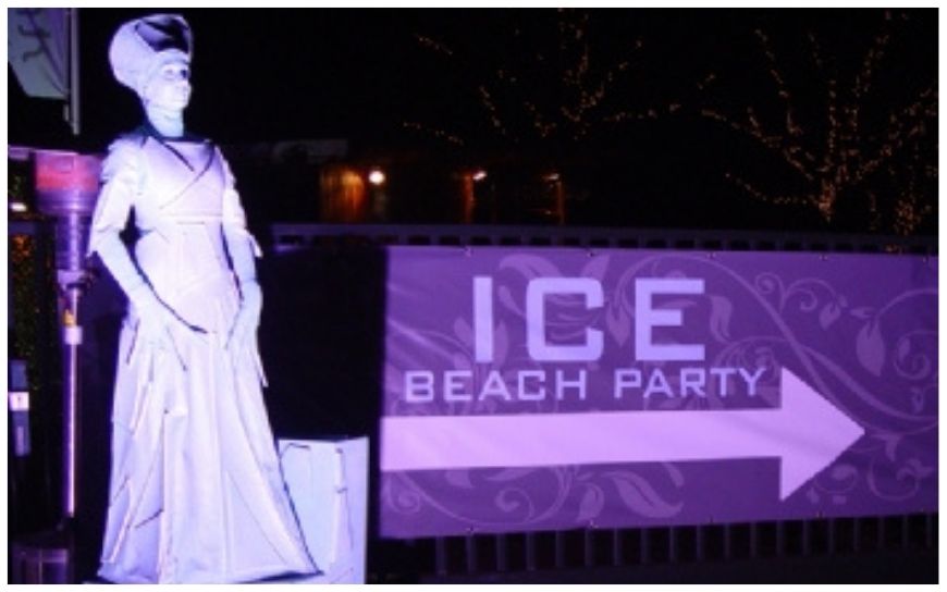 IJS Levend Standbeeld als winterse eyecatcher op evenementen. Dit levende beeld lijkt een ijssculptuur en komt soms sierlijk tot leven. Perfect voor ontvangst, winkelcentra en winter thema’s.