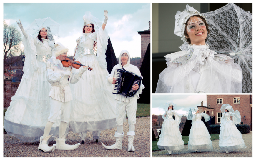 Ervaar vorstelijke elegantie met de IJskoninginnen Wit Steltenlopers en betoverend muzikaal duo. Perfect voor elk evenement. Boek nu!