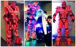 Futuristische Led Robot Red en confetti shooters: Een unieke act voor elk evenement! Boek nu voor een onvergetelijke show!