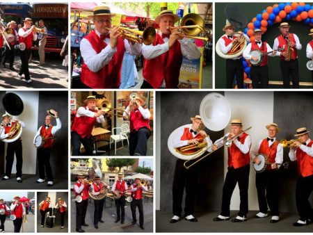 Dit Dixieland Orkest Rode Vest met Rieten Hoedje speelt een voor iedereen herkenbaar repertoire in dixie-stijl.