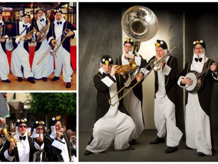 Dit Pinguïns Dixieland Orkest speelt een voor iedereen herkenbaar repertoire in dixie-stijl. Boek nu!