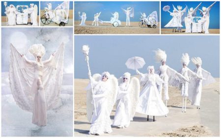 Winter Wonder Dreams Parade: Betoverend winterentertainment met engelen, steltenlopers en praalwagen. Boek nu voor een magische droomervaring!