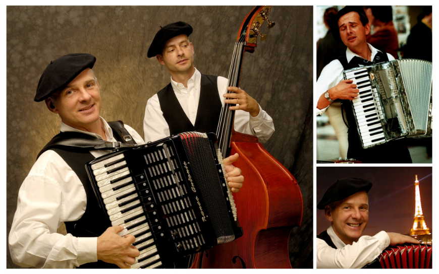 Betoverend Frans Chansons Duo: Accordeonist en Gitarist brengen romantiek en gezelligheid. Ideaal voor ontvangst en mobiele acts. 🎶🇫🇷