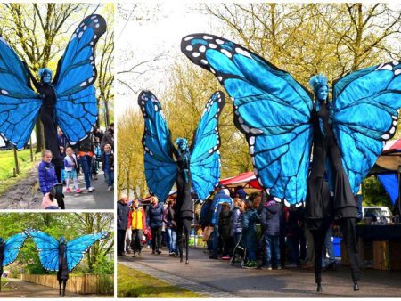 Betoverend entertainment: Blauwe Vlinders Steltenlopers brengen kleur en wonder naar uw evenement. Boek nu voor een sprankelende ervaring!