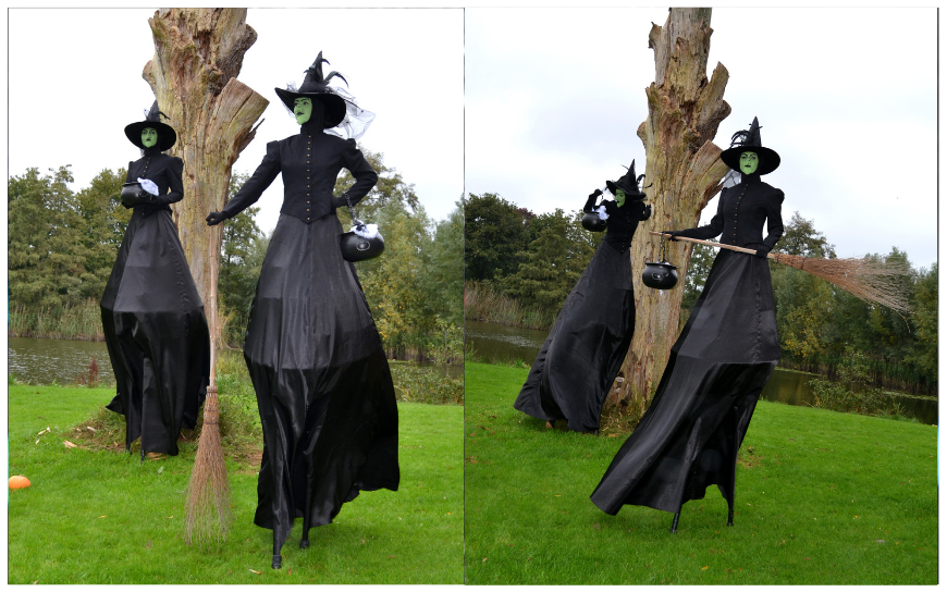 Boze Heksen Steltenlopers zorgen voor spanning, magie en mysterie op jouw evenement. Perfect voor Halloween, horror en fantasy thema’s. Boek deze indrukwekkende steltenact voor onvergetelijk entertainment!