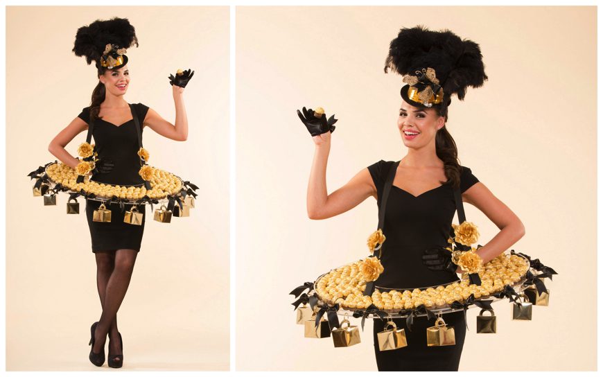 Stijlvolle Chocolade Girls Zwart Goud Modellen: Betover uw event met smaak, klasse en entertainment. Flexibel aanpasbaar voor een onvergetelijke belevenis!