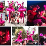 Kleurrijke Flamingo's Steltenlopers brengen interactieve vreugde naar uw buitenfestival. Boek nu voor een betoverende ervaring vol kleur en charme!
