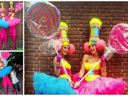 Beleef kleurrijk plezier met Candy Girls op Stelten. Een zoet en vrolijk spektakel dat glimlachen achterlaat. Boek nu voor onvergetelijke ervaringen!