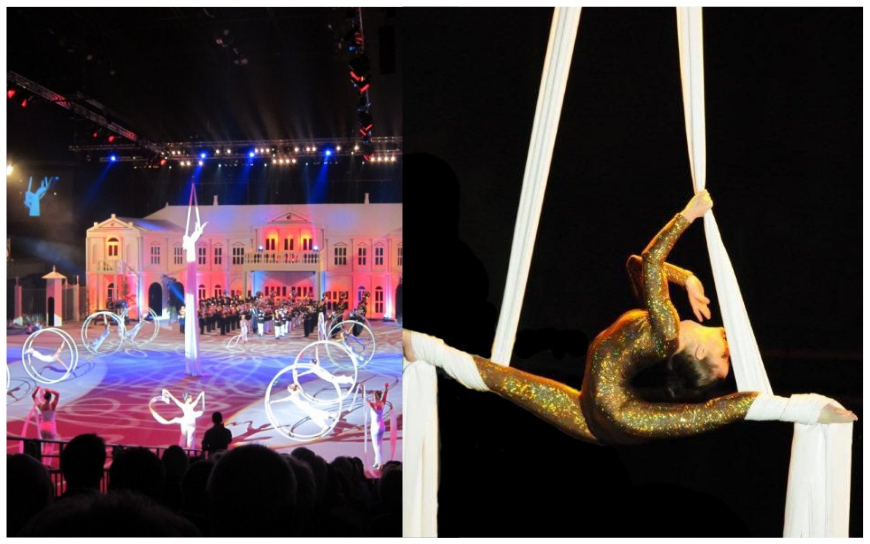 Ervaar de betoverende Tissue Act: kleurrijke luchtacrobatiek vol kracht en elegantie. Boek nu voor een magisch evenement! 🌈🤸♀️