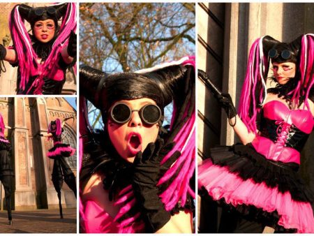 Betoverende Pink & Spannend Steltenlopers: Onverwachts avontuur vol roze magie! Perfect voor evenementen. Boek nu en laat verwachtingen achter je!