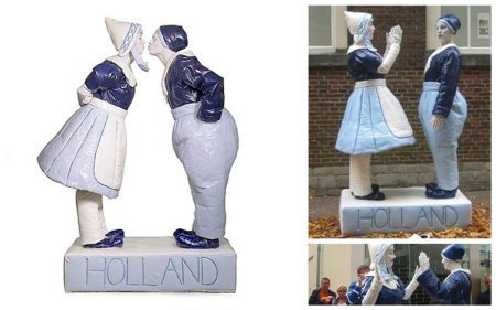 Hollands Levend Standbeeld: Betoverende Dans van Levend Delfts Blauw. Boek nu voor Authentiek Entertainment!