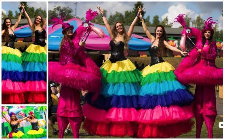 Betoverende Kleurrijke Regenboog Steltenlopers: Breng de zon naar uw evenement met levendige kleuren en interactief entertainment!