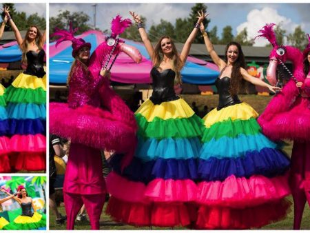 Betoverende Kleurrijke Regenboog Steltenlopers: Breng de zon naar uw evenement met levendige kleuren en interactief entertainment!