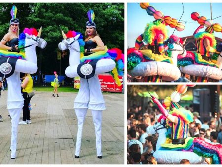 Betoverende Eenhoorns Steltenlopers: Magische ontmoeting met mythische wezens. Levendig entertainment voor diverse evenementen!