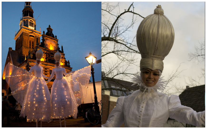 De Witte Winter Feeën Steltenlopers brengen elegante wintermagie naar elk evenement. Perfect voor kerst, bruiloften en winkelcentra. Stijlvol, interactief en betoverend entertainment in sprookjesachtige sfeer.