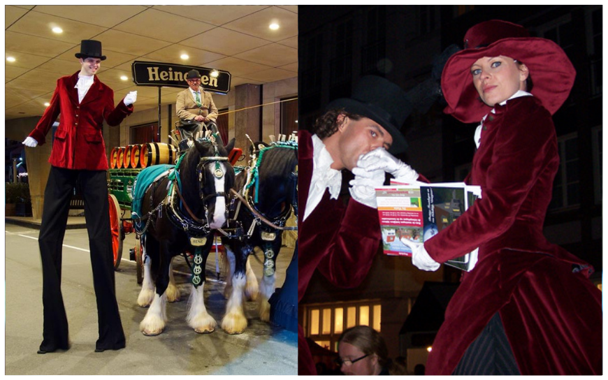 Het Dickens Steltenlopers Duo brengt nostalgische kerstsfeer, wintermagie en prachtige kostuums naar ieder evenement. Perfect voor kerstmarkten, winkelcentra en ontvangst. Boek deze betoverende act!