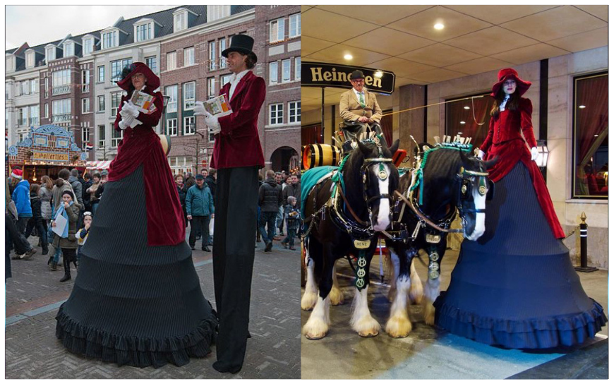 Het Dickens Steltenlopers Duo brengt nostalgische kerstsfeer, wintermagie en prachtige kostuums naar ieder evenement. Perfect voor kerstmarkten, winkelcentra en ontvangst. Boek deze betoverende act!