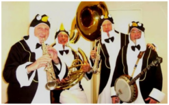 Boek het Pinguïns Dixieland Looporkest voor een onvergetelijk evenement. Breed repertoire, flexibele bezetting. Swingend of ontspannen, het perfecte geluid voor uw feest!