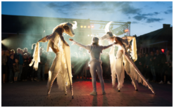 Ervaar magische avonden met Witte Paarden by Night Steltenlopers. Betoverend, veelzijdig en LED-verlicht voor elk feest! Boek nu voor onvergetelijk entertainment!