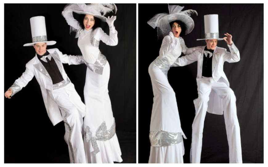 Ontvang uw gasten in stijl met Mr & Miss White Steltenlopers. Elegant, stijlvol en perfect voor elk evenement. Boek nu voor een onvergetelijke ontvangst!