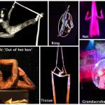 Betoverende luchtacrobatiek met keuze uit 2 acts zoals Ring, Net, Touw, Trapeze, Tissue, of Grond Acrobatiek. Ontdek de magie van beweging en zwaartekracht!