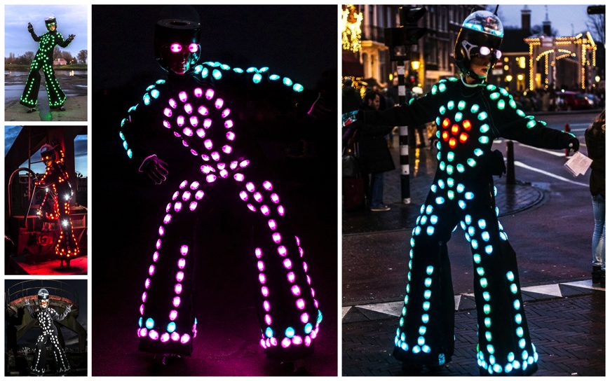 Boek de LED Prins Steltenloper voor een futuristisch lichtspektakel op jouw evenement. Interactieve steltloper met LED-lichten en WOW-factor!