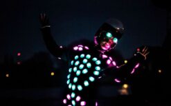 LED steltloper boeken voor festival of event? De LED Prins Steltenloper is een opvallende lichtact met interactieve performance. Ideaal voor avond events, winkelcentra en lichtfestiva