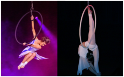 Ervaar de betovering van de Ring Act: hemelse luchtacrobatiek vol schoonheid en kracht. Boek nu voor een magische show! 🌌