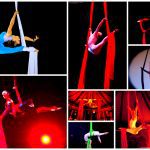 Ervaar de betoverende Tissue Act: kleurrijke luchtacrobatiek vol kracht en elegantie. Boek nu voor een magisch evenement! 🌈🤸♀️