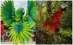 Laat je publiek onderdompelen in de kleurrijke pracht van de Vrolijke Papegaaien Steltenlopers en creëer een onvergetelijke ervaring vol dans, kleur, en ondeugende humor!