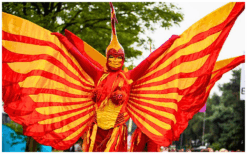 Rood Gele Vuur Vogels Steltenlopers brengen vurige kleuren, hoogte en spektakel naar elk event. Perfect voor festivals, ontvangst en winkelcentra. Een opvallende, energieke act vol warmte en visuele kracht.