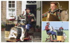 Ontdek de magie van de Fietsende Accordeonist: een unieke one-man-band op wielen! Kinderliederen tot internationale hits voor elk evenement. Boek nu! 🚲🎶
