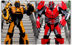 Ontvang het wow-effect met deze Gigantische Robots in Geel of Rood op uw evenement. Spectaculaire act voor grote feesten en evenementen!