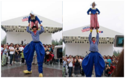 Ontvang een warm welkom met Hollandse Acrobaten Steltenlopers! Unieke mix van steltenlopen en acrobatiek voor een onvergetelijke sfeer. Boek nu!