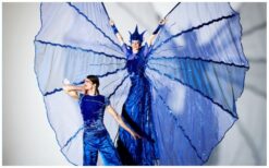 Hoog en laag komen samen in een bijzonder samenspel. De Blue Steltenloper torent elegant boven het publiek uit, terwijl Contact Juggling zorgt voor vloeiende, sierlijke bewegingen. Samen creëren zij een opvallend en verfijnd beeld. Een stijlvol duo met een unieke uitstraling. Perfect voor ontvangst, festivals, openingen en winkelcentra. Met het blauwe thema en de combinatie van dans en jongleren krijgt elk evenement direct extra allure.