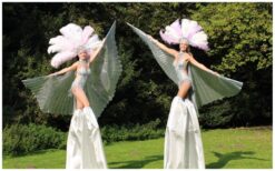 Dansende Diamond Girls Steltenlopers: Glitter, glamour en spektakel! ✨ Deze sprankelende steltenlopers brengen feestelijke energie en elegantie naar elk evenement. Met hun indrukwekkende dansmoves en speelse interactie zorgen ze voor een onvergetelijke ervaring. Ze laten het publiek stralen en creëren een bruisende sfeer! Of het nu een festival, beurs, bruiloft of themafeest is, de Diamond Girls passen zich moeiteloos aan. Met thema’s zoals Brazilië en Las Vegas voegen ze extra glamour toe. Boek nu en geef jouw evenement een schitterende en feestelijke touch!