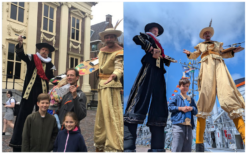 Betover uw evenement met de Nachtwacht Steltenlopers - levende kunst op stelten, geïnspireerd door Rembrandt. Boek vandaag voor een unieke Gouden Eeuw ervaring!