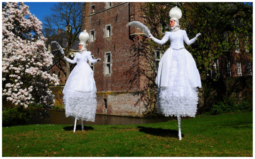 Witte Barok Dames Steltenlopers - Afbeelding 2