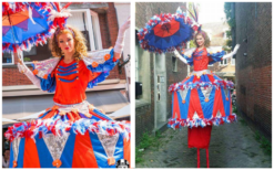 Ervaar de magie van Cirque Holland Steltenlopers! Uniek Hollands tintje met rood-wit-blauwe pracht, zowel met als zonder stelten. Ontdek veelzijdigheid voor diverse evenementen.