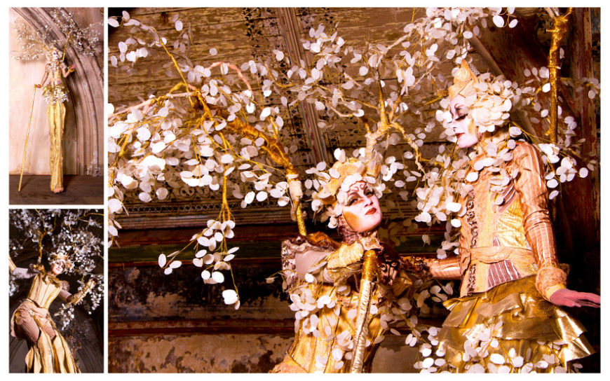 Laat jouw evenement schitteren met de Gouden Bomen Steltenlopers. Boek nu voor een betoverende gouden gloed op jouw speciale dag!